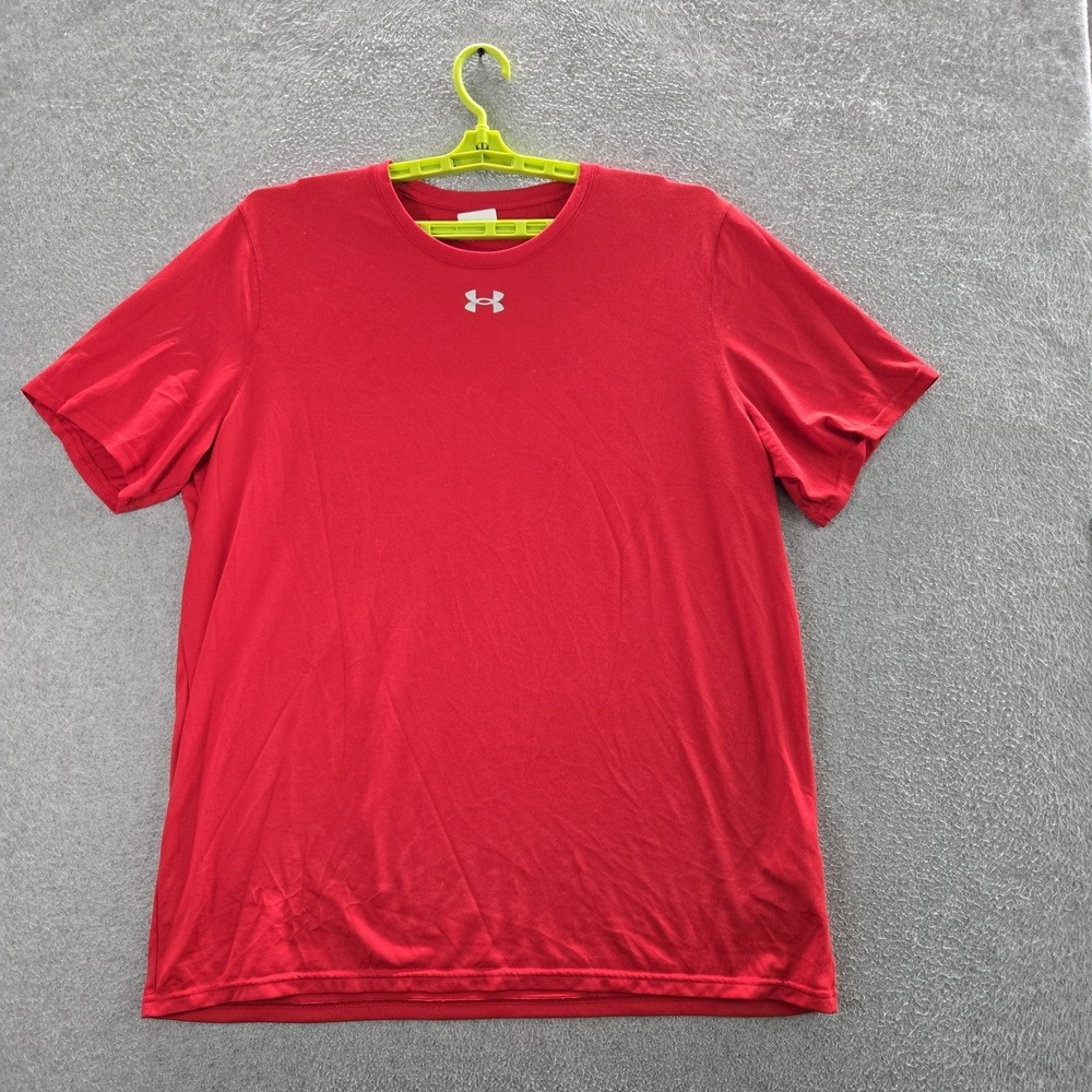 Under Armour Men Shirt XL Red Activewear Logo Loose Short‎ Sleeve